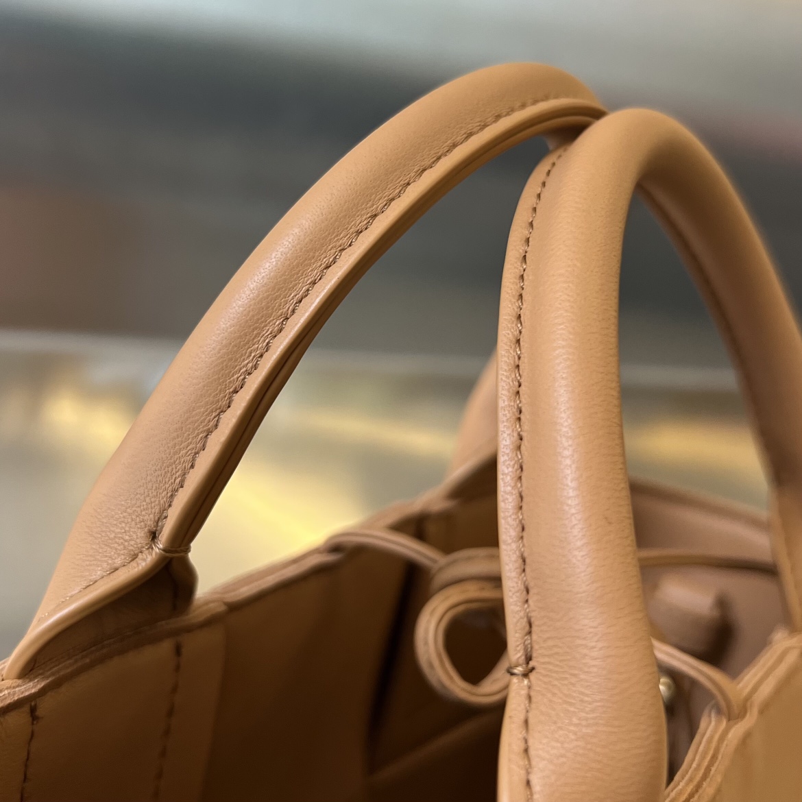 Micro Candy Arco Intreccio Leather Tote Bag Camel